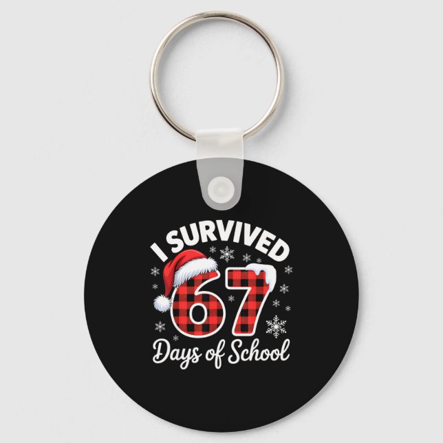 Funny Meme Six Seven Christmas I Survived 67 Days  Schlüsselanhänger (Vorderseite)