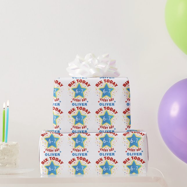 Funny Meme Six Today 6-7 Every Day Birthday Kid's  Geschenkpapier (Partygeschenke)