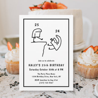 Funny Meme Spaß Einfach Schwarz-weiß 25. Geburtsta Einladung