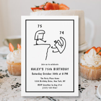 Funny Meme Spaß Einfach Schwarz-weiß 75. Geburtsta Einladung