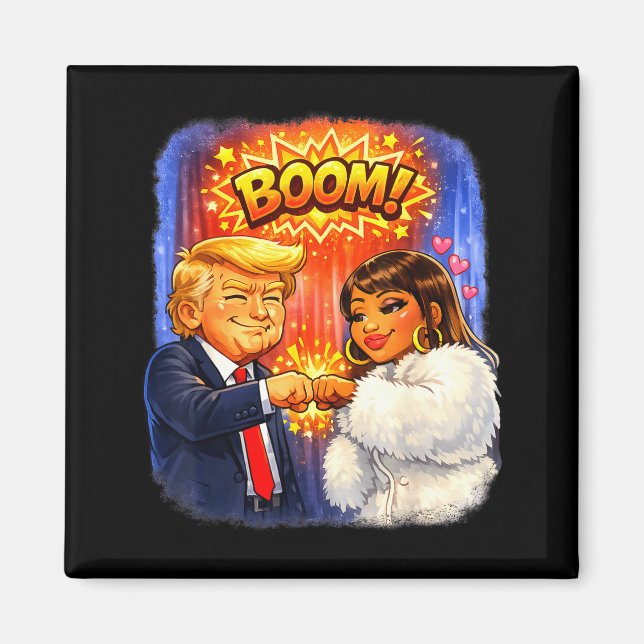 Funny meme trump &amp; nicki high five for fun  magnet (Vorne)