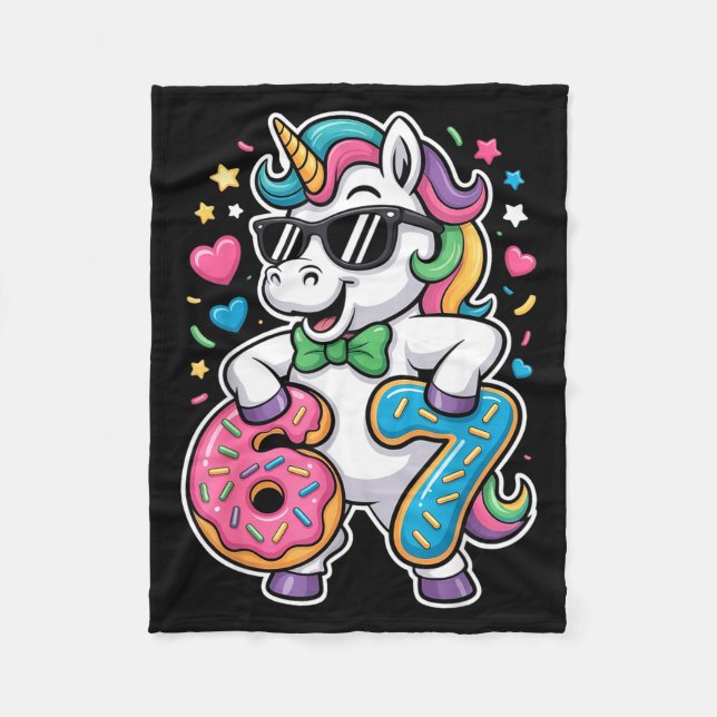 Funny Meme Unicorn Girls Kids Six Seven 6-7 Brainr Fleecedecke (Vorderseite)