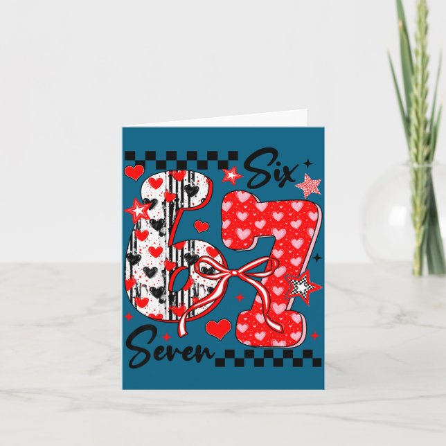 Funny Meme Valentine Six Seven 67 Valentines Heart Karte (Vorderseite)