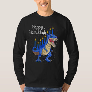 Funny Menorasaurus Rex Dinosaur Chanukkah Happy Ha T-Shirt