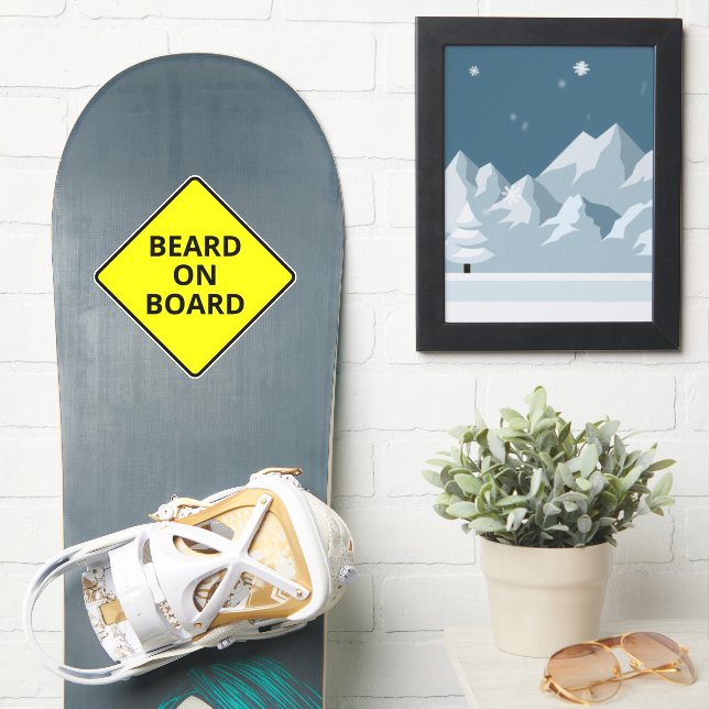 Funny Men's Caution Bard auf Board Snowboard Deck Aufkleber (Snowboard)