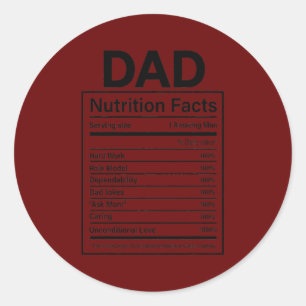 Funny Men's Vatertag Vater Ernährung Fakten Runder Aufkleber