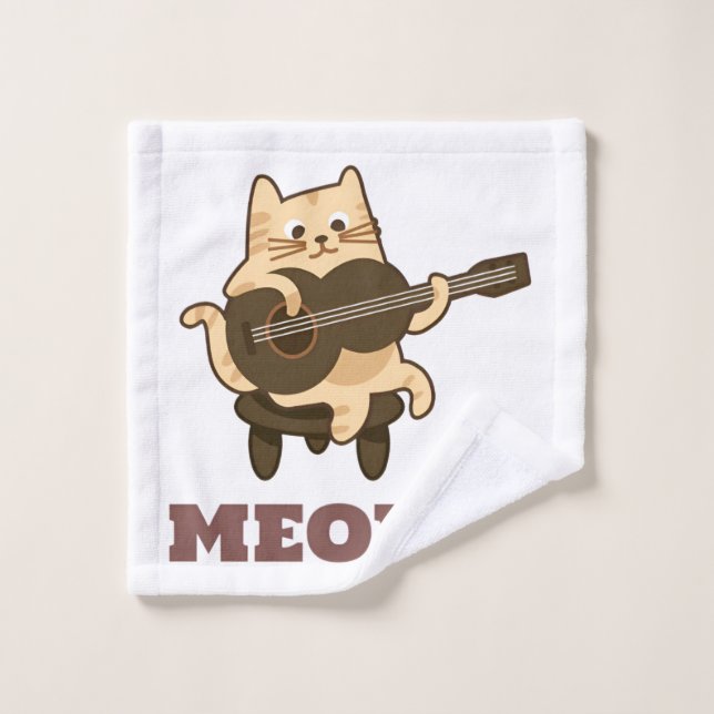 Funny Meow Kitty Music Lover Handtuch Waschlappen (Waschlappen)