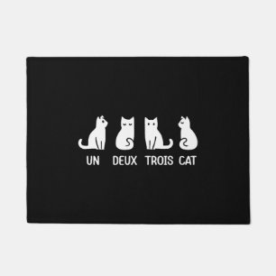 Funny Meow Kitty Un Deux Trois Cat Funny Black Cat Fußmatte