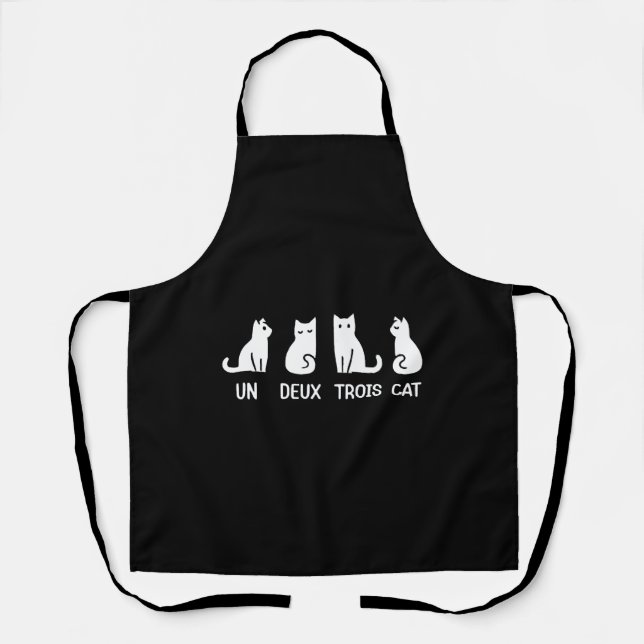 Funny Meow Kitty Un Deux Trois Cat Funny Black Cat Schürze (Vorderseite)