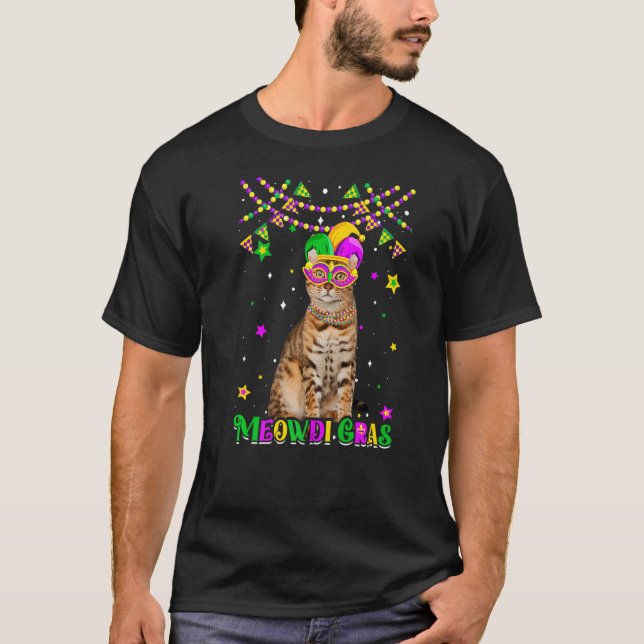 Funny Meowdi Gras Bengalisch Cat Mardi Gras Carniv T-Shirt (Vorderseite)