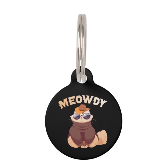 Funny Meowdy Texas Pet Cat Animal Lover Geschenk Haustiermarke (Vorderseite)