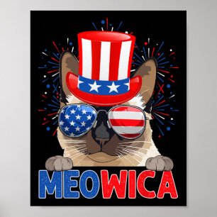 Funny Meowica Siamese Cat Lover Eigentümer Usa Fla Poster