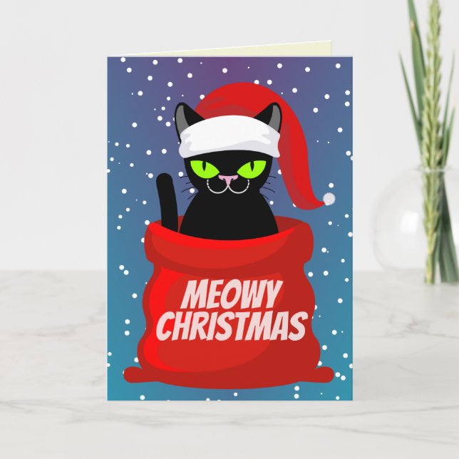Funny Meowy Christmas Card Karte (Vorderseite)