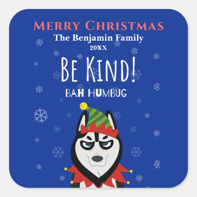 Funny MerChristmas Bah Humbug Holiday Quadratischer Aufkleber (Vorderseite)