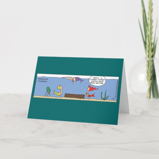 Funny Mermaid Begräbniskarte Karte (Vorderseite)