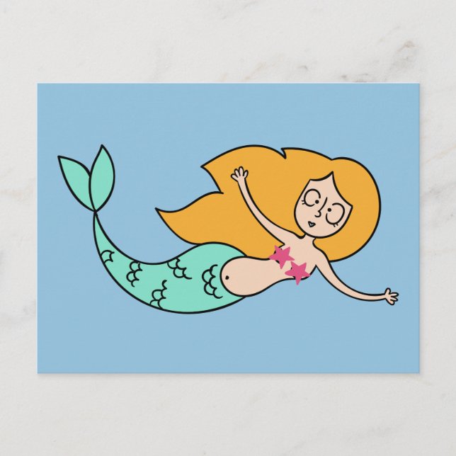 Funny Mermaid benutzerdefinierte Farbe Postkarte (Vorderseite)