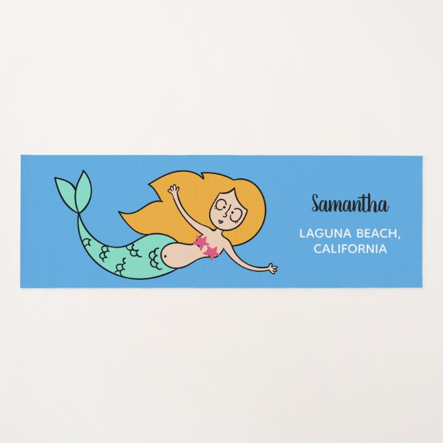 Funny Mermaid individuelle Name, Lage & Farbmatte Yogamatte (Vorderseite (Horizontal))