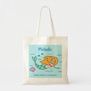 Funny Mermaid individuelle Name & Location Totbeut Tragetasche