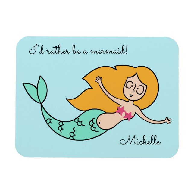 Funny Mermaid individuelle Name & Text Magnet (Horizontal)