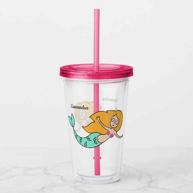 Funny Mermaid individuelle Name tumblers Acryltrinkbecher (Vorderseite)