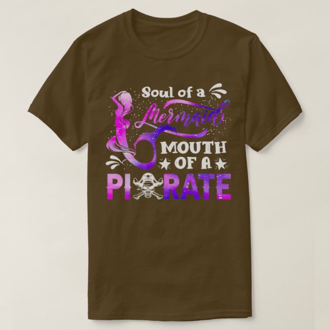 Funny Mermaid Sailor Mermaid Soul und Pirate Mouth T-Shirt (Design vorne)