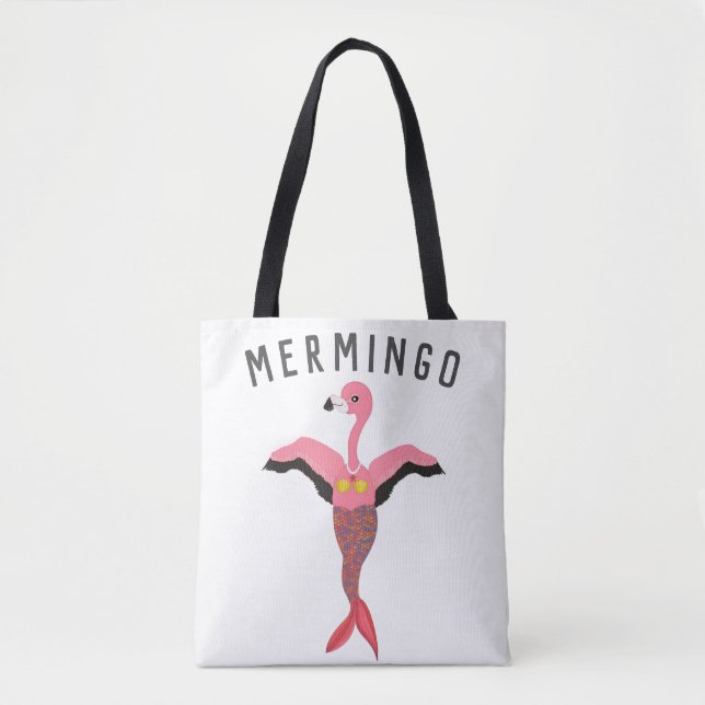 Funny Mermingo Grafik: Flamingo-Mermaid Hybrid Tasche (Vorderseite)