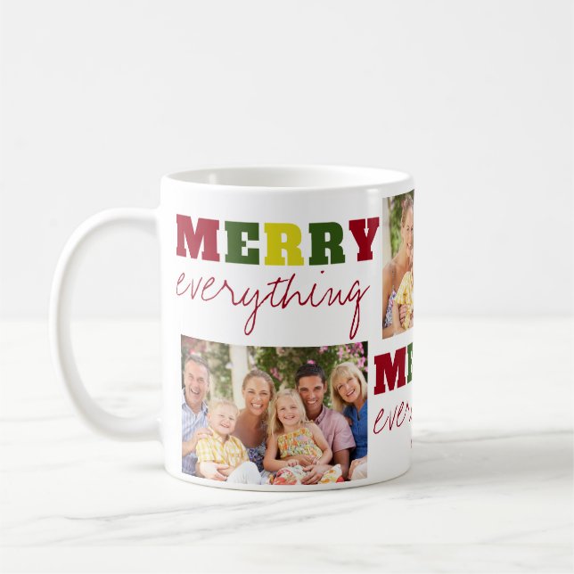 Funny Merry Alles 3 Foto Weihnachtsfeiertag Kaffeetasse (Links)