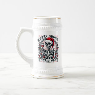 Funny Merry betrunkenes Weihnachtsskelett Bierglas