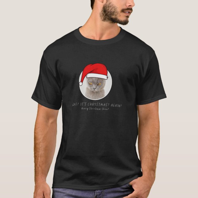 Funny Merry Cat Christmas Long Sleeve T Shirt (Vorderseite)