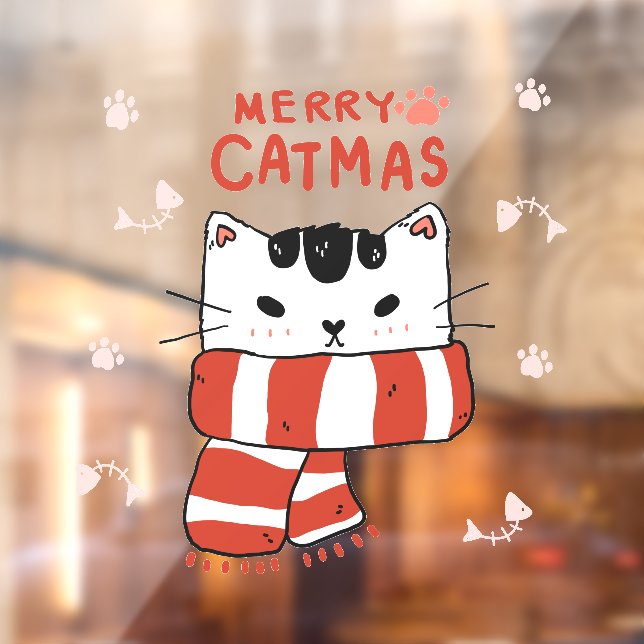 Funny Merry Catmas Funny Christmas Season Cat Fensteraufkleber (Blatt 2)