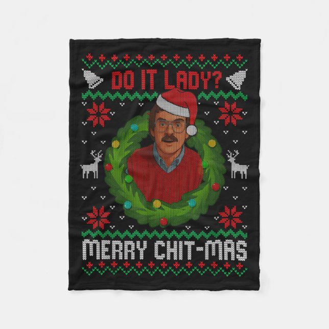 Funny Merry Chit-mas Ugly Christmas Sweater  Fleecedecke (Vorderseite)