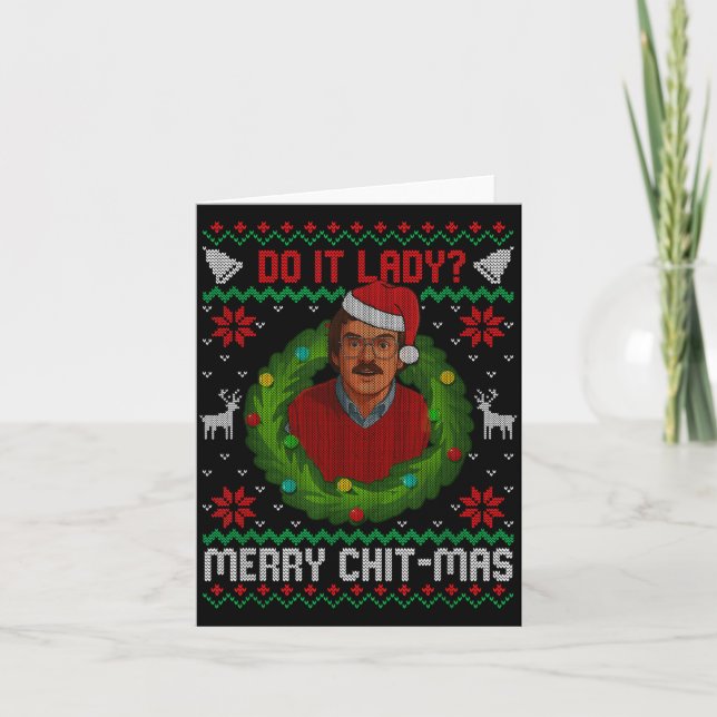 Funny Merry Chit-mas Ugly Christmas Sweater  Karte (Vorderseite)