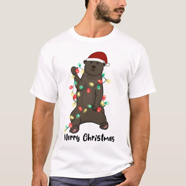 Funny Merry Christmas Bear T-Shirt (Vorderseite)