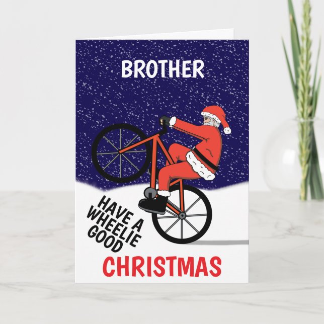 Funny Merry Christmas Cycling Santa Karte (Vorderseite)