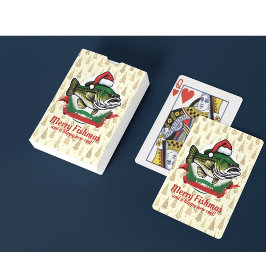 Funny Merry Christmas Fishmas Fishing Santa Fish Spielkarten
