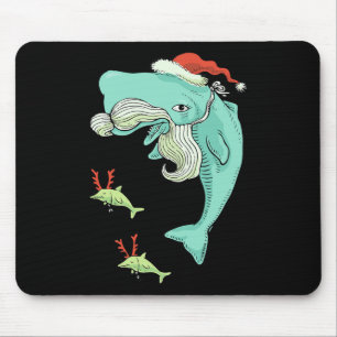 Funny Merry Christmas Ocean Whale Santa Claus Mousepad