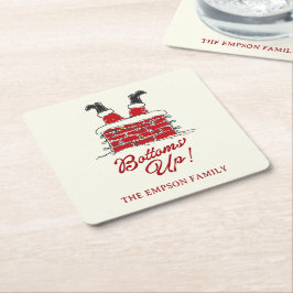 Funny Merry Christmas Santa Bottoms Up Friendmas Rechteckiger Pappuntersetzer