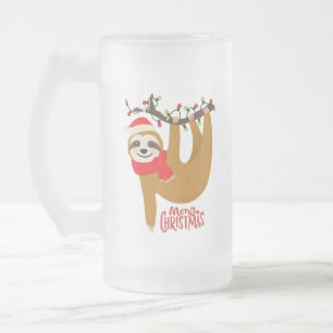 Funny Merry Christmas Sloth Urlaub Mattglas Bierglas