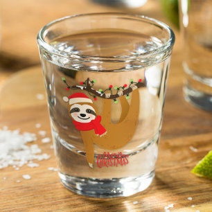 Funny Merry Christmas Sloth   Urlaub Schnapsglas