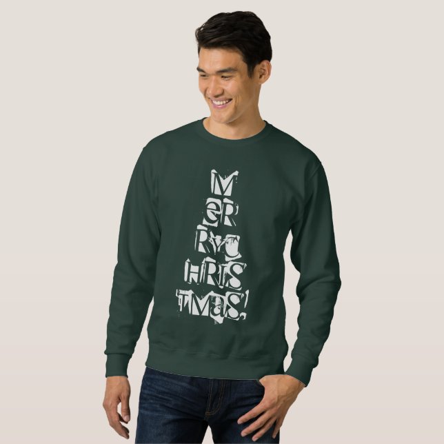 Funny Merry Christmas Tree Typografie Sweatshirt (Vorne ganz)