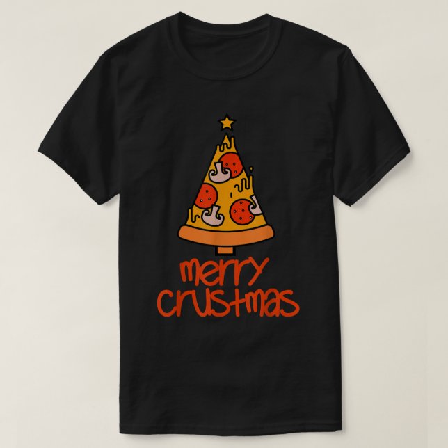 Funny Merry Crustmas Pizza Liebe Weihnachten Männe T-Shirt (Design vorne)