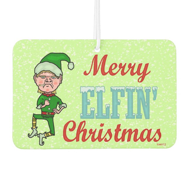 Funny Merry Elfin Christmas Bah Humbug Holiday Autolufterfrischer (Vorderseite)