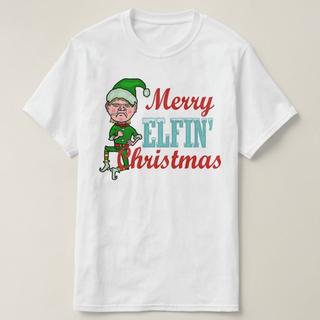 Funny Merry Elfin Christmas Elf Pun T-Shirt (Design vorne)