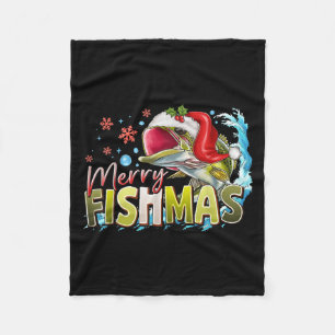 Funny Merry Fishmas Christmas Fisherman B Santa Ha Fleecedecke