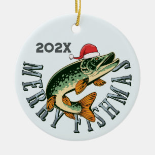 Funny Merry Fishmas Santa Fish Keramik Ornament