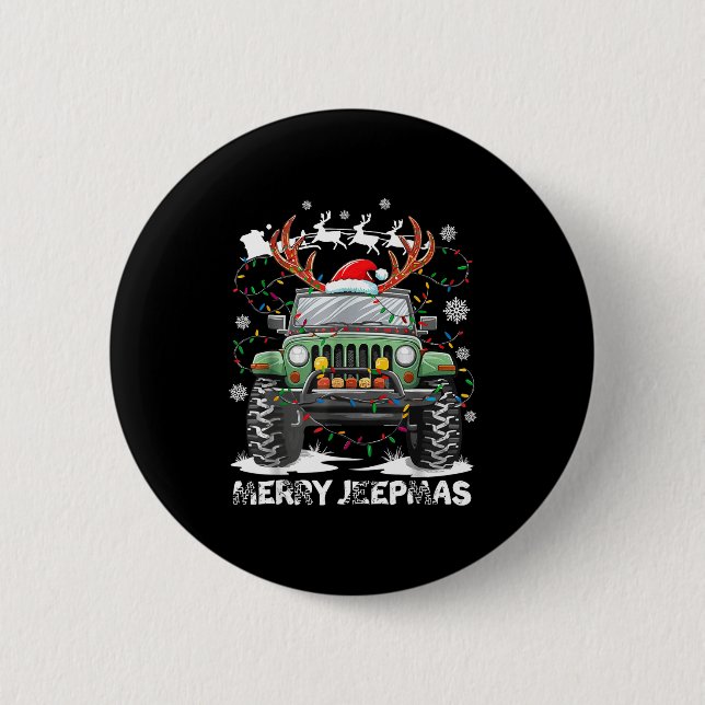 Funny Merry Jeepmas Ugly Light Reindeer Christmas  Button (Vorderseite)