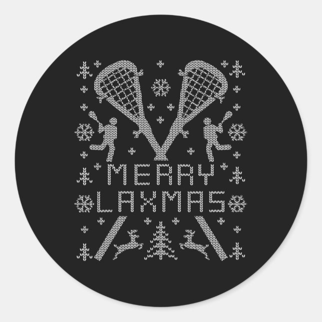 Funny Merry Laxmas Ugly Christmas Sweater Design L Runder Aufkleber (Vorderseite)