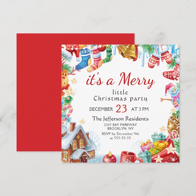 Funny Merry Little Christmas Party Holiday Einladung (Vorne/Hinten)