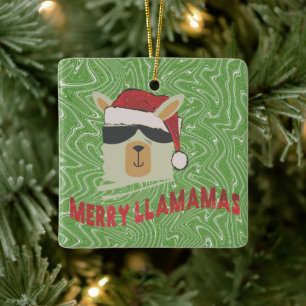 Funny Merry Llamamas Llama Anpassbare Weihnachten Keramikornament