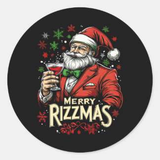 Funny Merry Rizzmas Weihnachten Runder Aufkleber